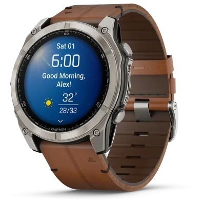 fenix 8 51mm,AMOLED,Sapphire, Bare Ti, Blk/Chsnt Lthr, EMEA