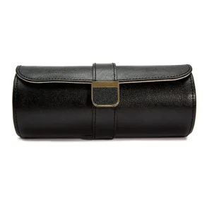 WOLF1834 PALERMO DOUBLE WATCH ROLL WITH JEWELRY POUCH - BLACK ANTHRACITE