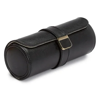WOLF1834 PALERMO DOUBLE WATCH ROLL WITH JEWELRY POUCH - BLACK ANTHRACITE
