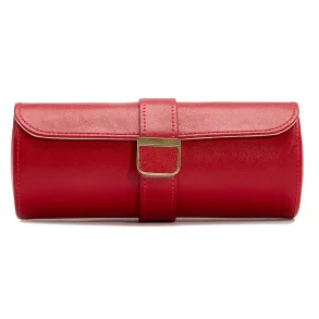 WOLF1834 PALERMO DOUBLE WATCH ROLL WITH JEWELRY POUCH - RED