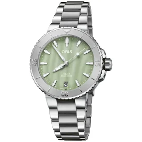 Oris 73377704157MB Aquis dameklokke gr�nn 37 mm