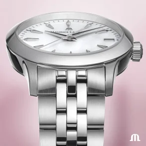Maurice Lacroix 751006-SS002-160-1 dameklokke, perlemor, safirglass