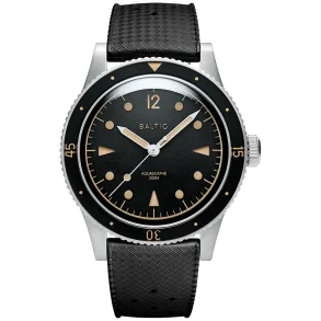 BALTIC WATCHES - AQUASCAPHE CLASSIC BLACK SILVER - BLACK RUBBER