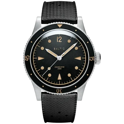 BALTIC WATCHES - AQUASCAPHE CLASSIC BLACK SILVER - BLACK RUBBER