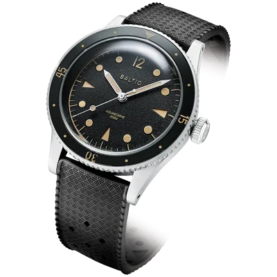 BALTIC WATCHES - AQUASCAPHE CLASSIC BLACK SILVER - BLACK RUBBER