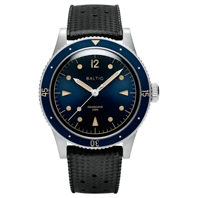 BALTIC WATCHES - AQUASCAPHE CLASSIC BLUE GILT - BLACK RUBBER