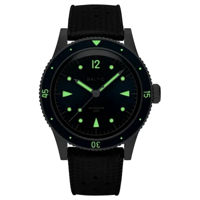 BALTIC WATCHES - AQUASCAPHE CLASSIC BLUE GILT - BLACK RUBBER