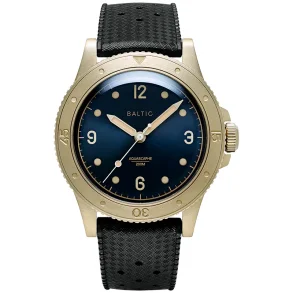 BALTIC WATCHES - AQUASCAPHE BRONZE BLUE GILT - BLACK RUBBER