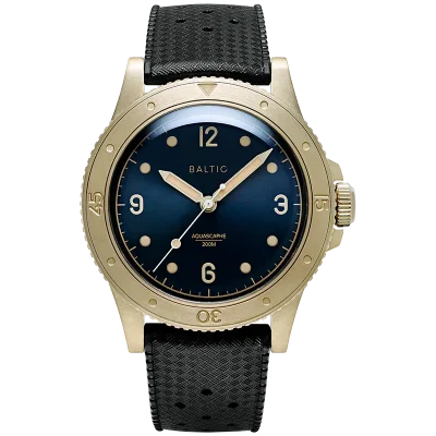 BALTIC WATCHES - AQUASCAPHE BRONZE BLUE GILT - BLACK RUBBER