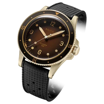 BALTIC WATCHES - AQUASCAPHE BRONZE BROWN - BLACK RUBBER