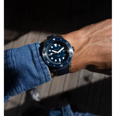 AQUASCAPHE TITANIUM BLUE - RUBBER BLUE - BALTIC WATCHES