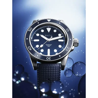 AQUASCAPHE TITANIUM BLUE - RUBBER BLUE - BALTIC WATCHES