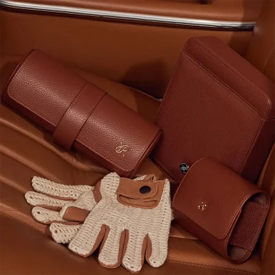 Rapport London Berkeley Tan Three Watch Roll