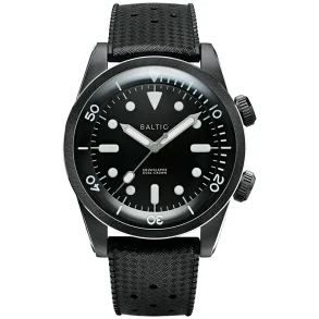 BALTIC WATCHES - AQUASCAPHE DUAL CROWN BLACK - RUBBER BLACK