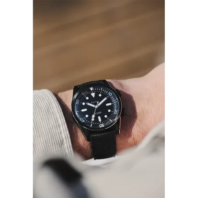 BALTIC WATCHES - AQUASCAPHE DUAL CROWN BLACK - RUBBER BLACK