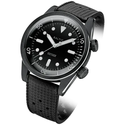 BALTIC WATCHES - AQUASCAPHE DUAL CROWN BLACK - RUBBER BLACK