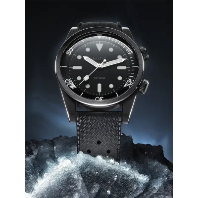 BALTIC WATCHES - AQUASCAPHE DUAL CROWN BLACK - RUBBER BLACK