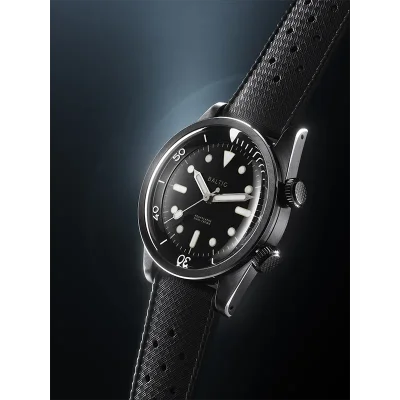 BALTIC WATCHES - AQUASCAPHE DUAL CROWN BLACK - RUBBER BLACK