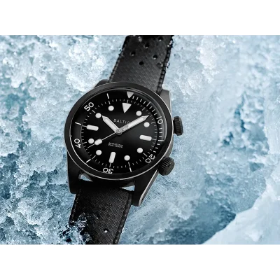 BALTIC WATCHES - AQUASCAPHE DUAL CROWN BLACK - RUBBER BLACK