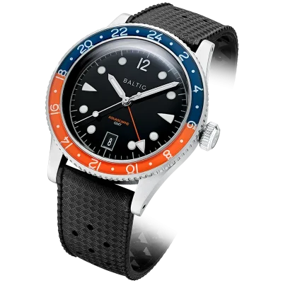 BALTIC WATCHES - AQUASCAPHE GMT ORANGE - RUBBER BLACK