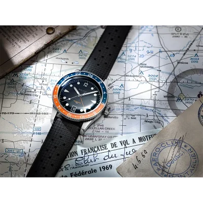 BALTIC WATCHES - AQUASCAPHE GMT ORANGE - RUBBER BLACK