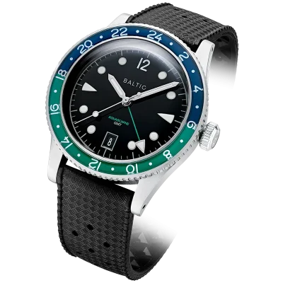 BALTIC WATCHES - AQUASCAPHE GMT GREEN - RUBBER BLACK