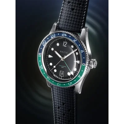 BALTIC WATCHES - AQUASCAPHE GMT GREEN - RUBBER BLACK
