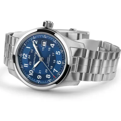 Hamilton Khaki Field H70605140 bl� mekanisk klokke