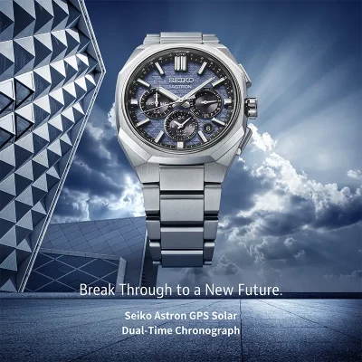Seiko HAB001J1 quartz klokke med bl� urskive og safirglass