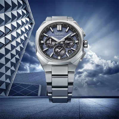 Seiko HAB001J1 quartz klokke med bl� urskive og safirglass