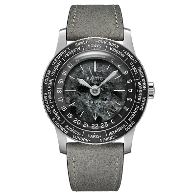 Heures du Monde - Worldtimer -Labradorite - Pressed StrapHeather Grey