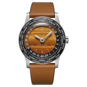 Heures du Monde - Worldtimer -Tiger Eye - Pressed StrapCognac