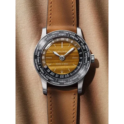 Heures du Monde - Worldtimer -Tiger Eye - Pressed StrapCognac