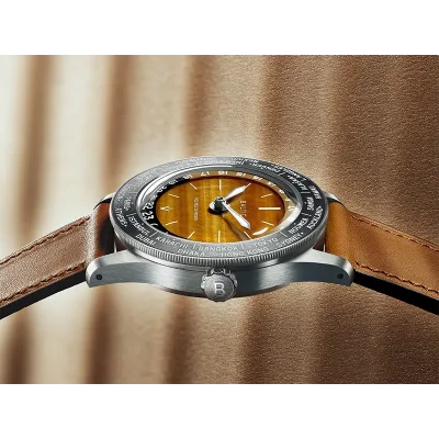 Heures du Monde - Worldtimer -Tiger Eye - Pressed StrapCognac