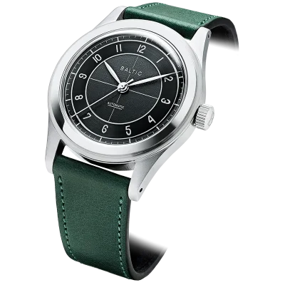 HMS 002 BLACK - BALTIC WATCHES - Stitched Green