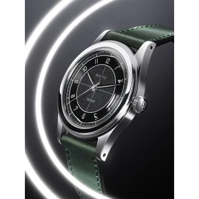 HMS 002 BLACK - BALTIC WATCHES - Stitched Green