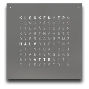 QLOCKTWO Earth 90 Grey Pepper NORWEGIAN