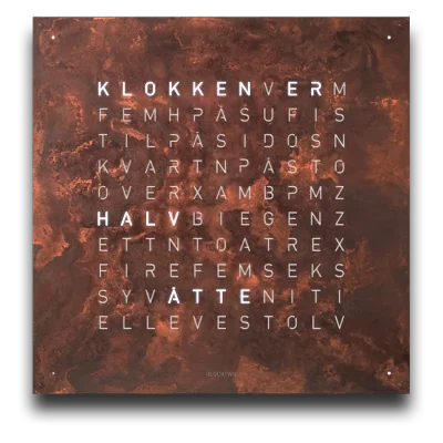 QLOCKTWO Earth 90 Creator's Edition Rust NORWEGIAN