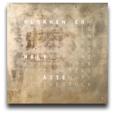 QLOCKTWO Earth 90 Creator's Edition Silver and Gold NORWEGIAN
