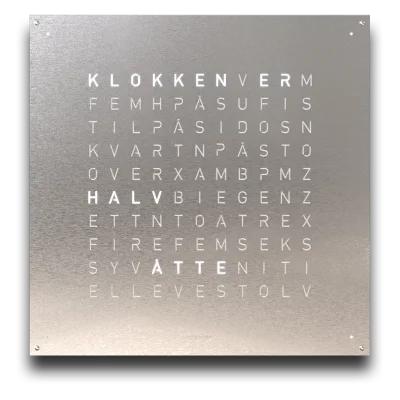 QLOCKTWO Earth 90 Stainless Steel NORWEGIAN