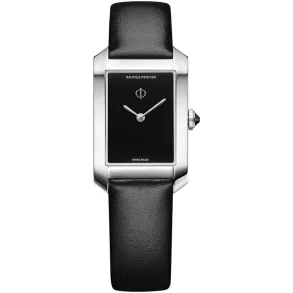 Hampton, polished stainless steel case, black calfskin strap Women, Q.