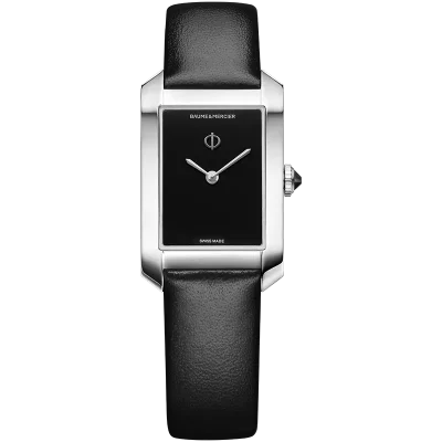 Hampton, polished stainless steel case, black calfskin strap Women, Q.