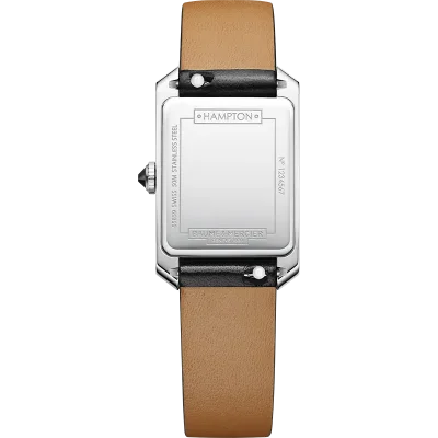 Hampton, polished stainless steel case, black calfskin strap Women, Q.