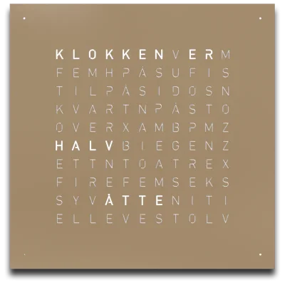 QLOCKTWO Earth 45 Hazelnut NORWEGIAN