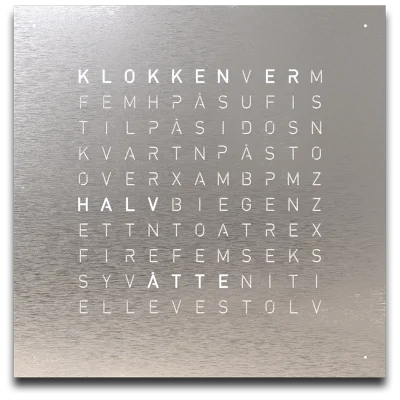 QLOCKTWO Earth 45 Stainless Steel NORWEGIAN