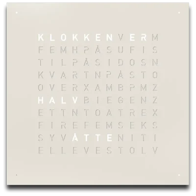 QLOCKTWO Earth 45 White Pepper NORWEGIAN