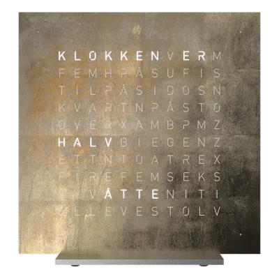Qlocktwo Earth 13,5 Silver and Gold NORWEGIAN